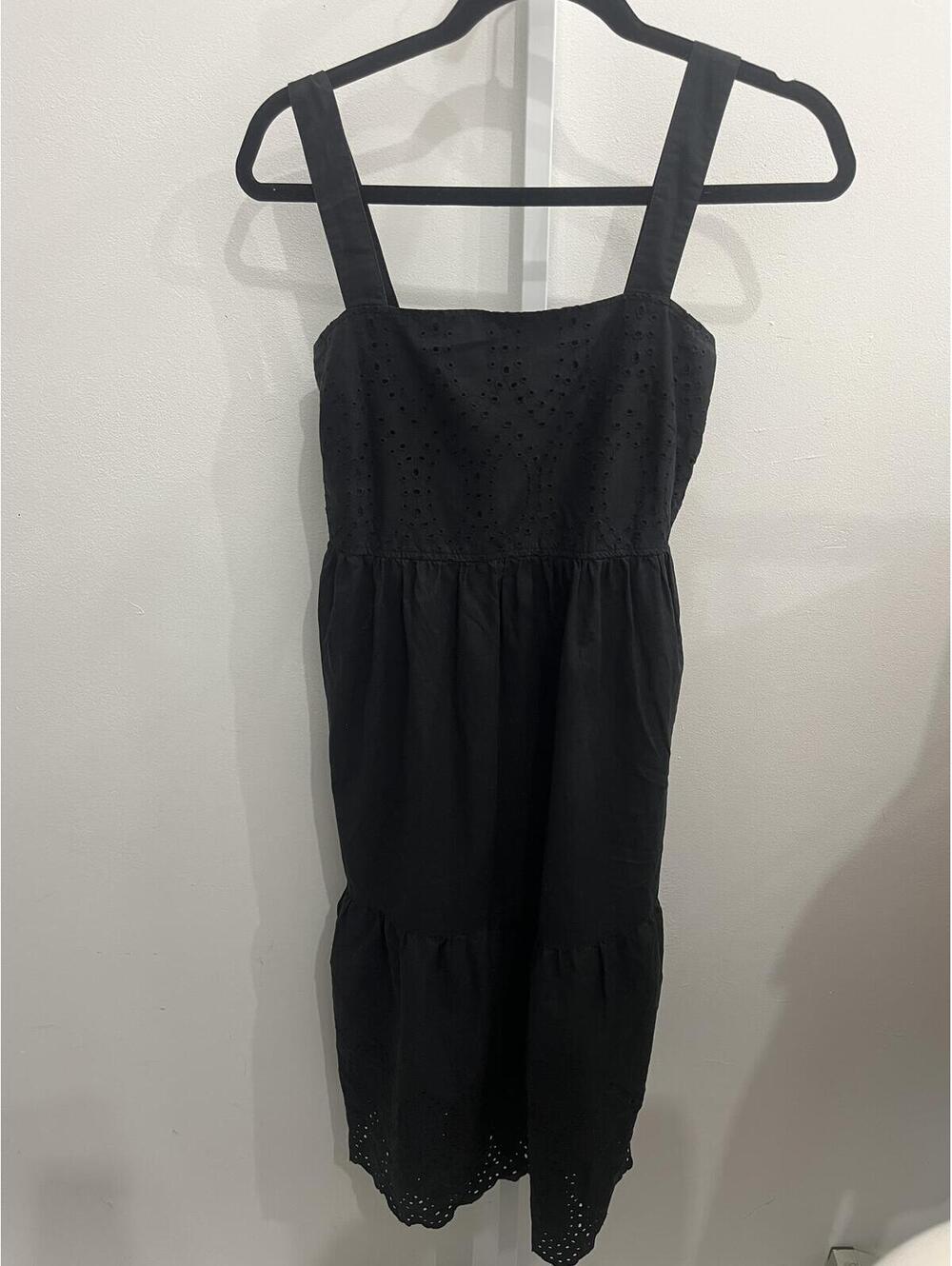 Uniqlo Black Eyelet Midi Dress